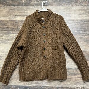 American Eagle Outfitters Brown Cable Knit Sweater